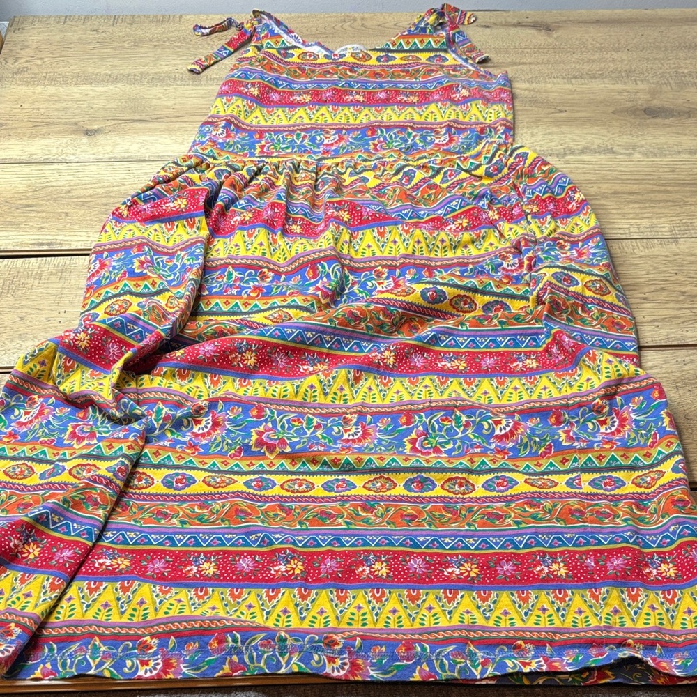 Susan Bristol Colorful Patterned Maxi SunDress Size Medium